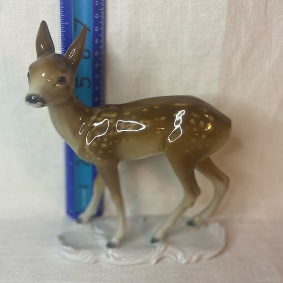 Vtg Metzler & Ortloff Porcelain Fawn Deer Standing Alert 5”x6” FR Lippert German - Picture 3 of 4